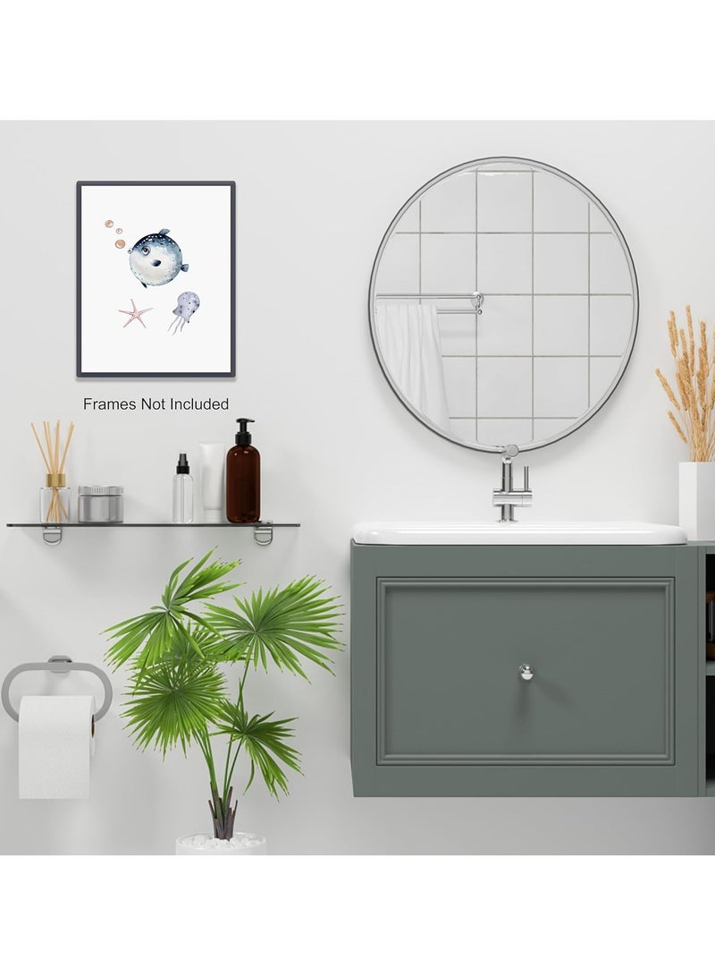 مؤسسة فكرة اليوم اليوم فكرة الحمام جدار الفن مجموعة من 4 | سلحفاة بحرية ، أخطبوط ، مطبوعات قماش الحوت | العمل الفني للمحيط الساحلي لغرفة النوم ، ديكور غرفة المعيشة 11x14 بوصة غير مؤطر - Image 2