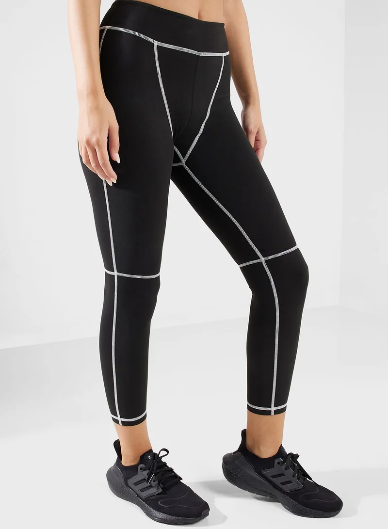 FRWD Contrast Seam Detail Top & Athletic Leggings Set