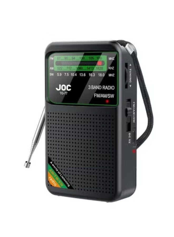 راديو محمول FM AM SW، يعمل بالبطارية، أفضل استقبال، مكبر صوت محمول قابل لإعادة الشحن مع شاشة عرض عالية الدقة، مقبس سماعة رأس 3.5 مم، مناسب للاستخدام الداخلي والخارجي وفي حالات الطوارئ - Image 1