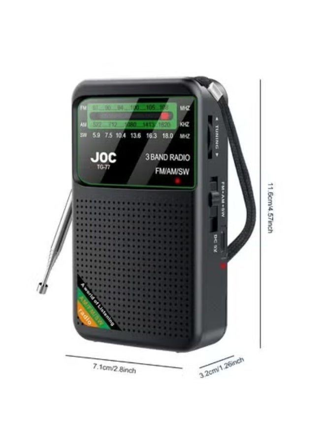 راديو محمول FM AM SW، يعمل بالبطارية، أفضل استقبال، مكبر صوت محمول قابل لإعادة الشحن مع شاشة عرض عالية الدقة، مقبس سماعة رأس 3.5 مم، مناسب للاستخدام الداخلي والخارجي وفي حالات الطوارئ - Image 5