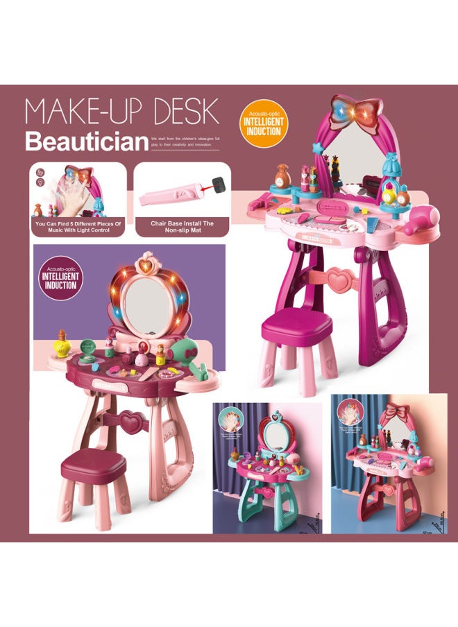 Children's Induction Music Girl's Makeup Table Set Simulated Makeup Table Play House Cosmetic Toys Dressing Accessories-Specifications:8221 30PCs Dressing Table 1.7kg  - Image 2