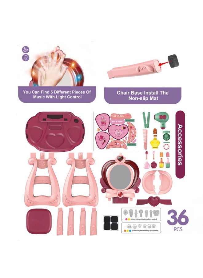 Children's Induction Music Girl's Makeup Table Set Simulated Makeup Table Play House Cosmetic Toys Dressing Accessories-Specifications:8221 30PCs Dressing Table 1.7kg  - Image 5
