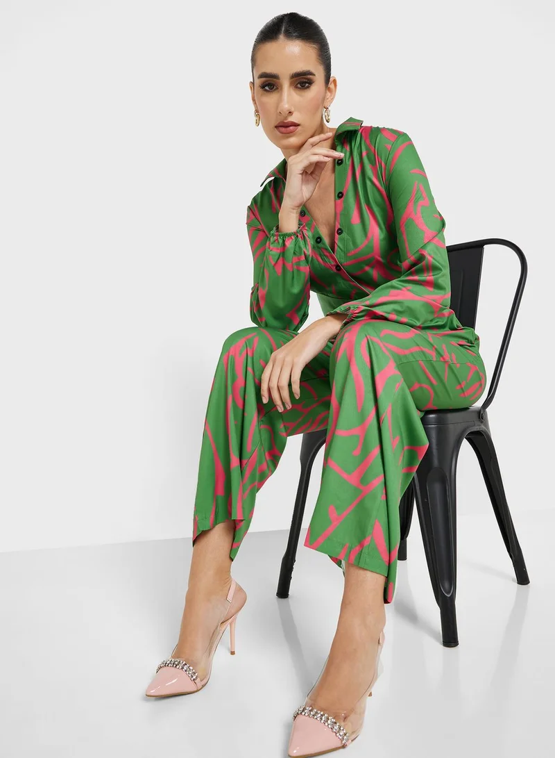 ELLA Printed Belted Jumpsuit