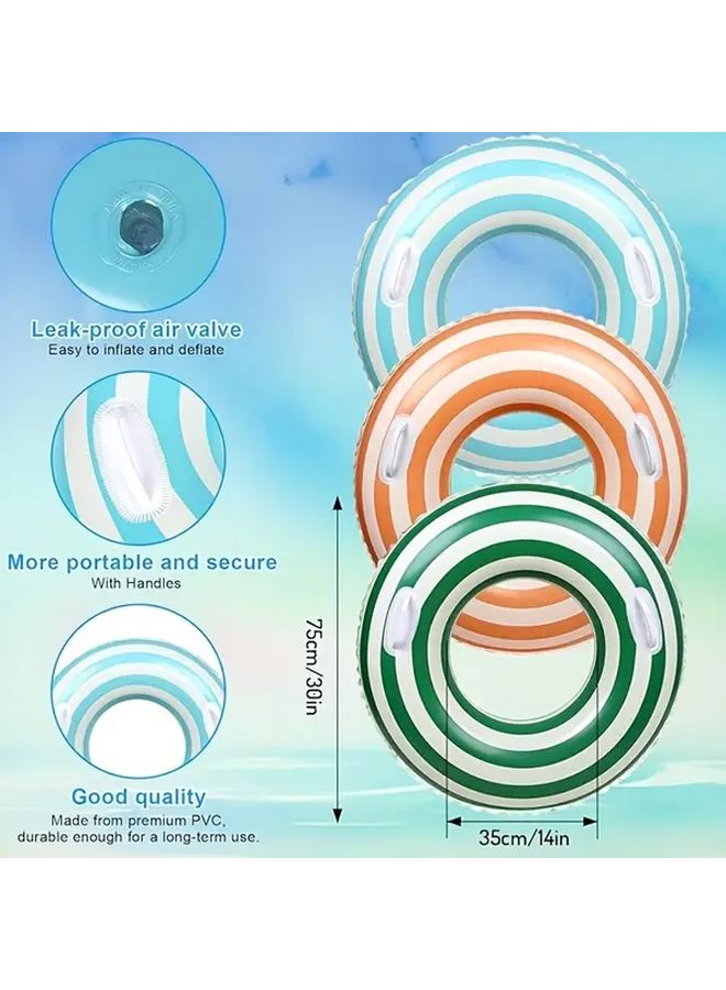 Inflatable Swimming Rings with Handles Striped Orange For Summer Beach Pool Parties 90 Model Durable PVC - Image 2