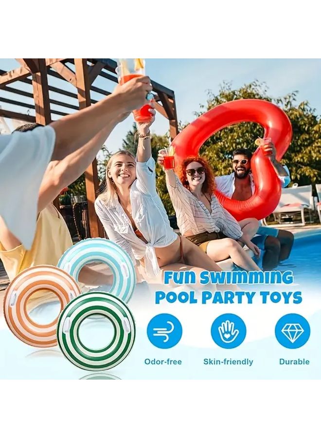 Inflatable Swimming Rings with Handles Striped Orange For Summer Beach Pool Parties 90 Model Durable PVC - Image 5