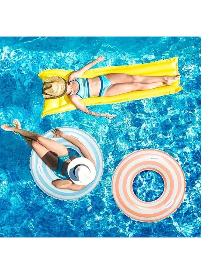 Inflatable Swimming Rings with Handles Striped Orange For Summer Beach Pool Parties 90 Model Durable PVC - Image 4