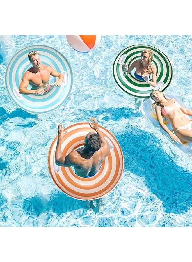 Inflatable Swimming Rings with Handles Striped Orange For Summer Beach Pool Parties 90 Model Durable PVC - Image 1