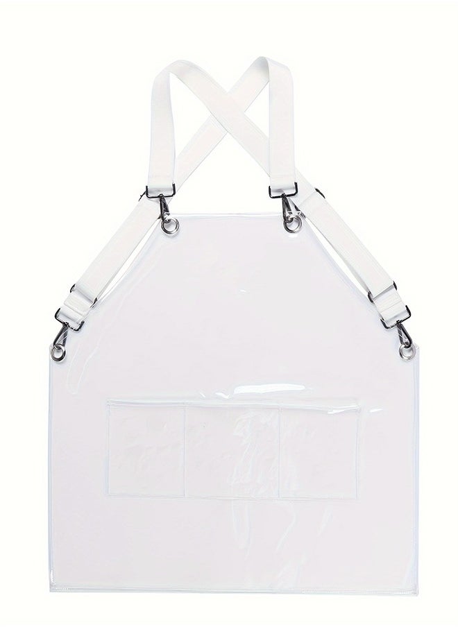 Generic Fashion Transparent Waterproof Apron with Adjustable Straps, Barber Apron Salon Apron, Hair Stylist Apron with pockets, One-Size-Fits-Most Manicurist Work Apron  - Image 4