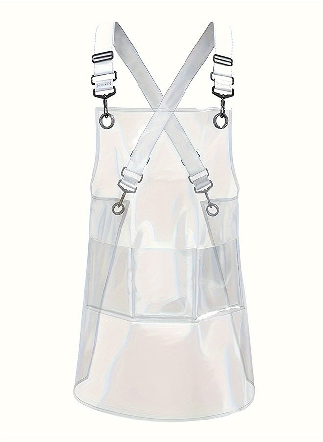 Generic Fashion Transparent Waterproof Apron with Adjustable Straps, Barber Apron Salon Apron, Hair Stylist Apron with pockets, One-Size-Fits-Most Manicurist Work Apron  - Image 2