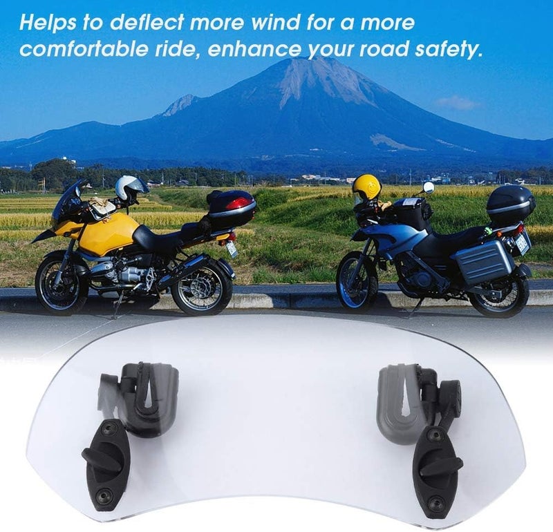 woobles Plastic Motorcycle Adjustable Wind Screen, Universal Motorcycle Modified Windscreen Windshield Spoiler Air Deflector (Transparent) - Image 3