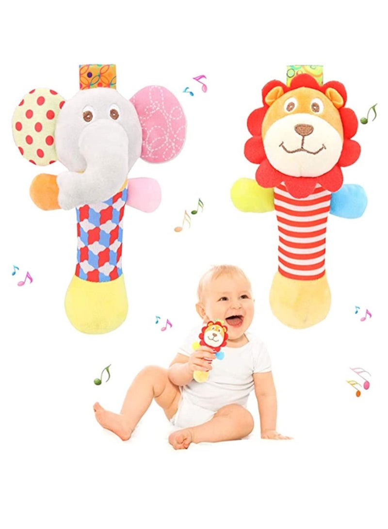 SYOSI Soft Baby Rattle Wrist Rattle Foot Finder Socks Set, Cotton and Plush Stuffed Infant Toys, Birthday Holiday Birth Present Gift for Newborn Boy Girl Kids Toddler (2 pcs) - Image 1
