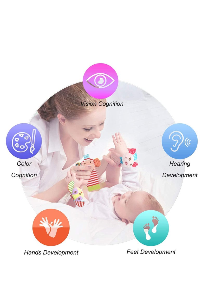 SYOSI Soft Baby Rattle Wrist Rattle Foot Finder Socks Set, Cotton and Plush Stuffed Infant Toys, Birthday Holiday Birth Present Gift for Newborn Boy Girl Kids Toddler (2 pcs) - Image 2