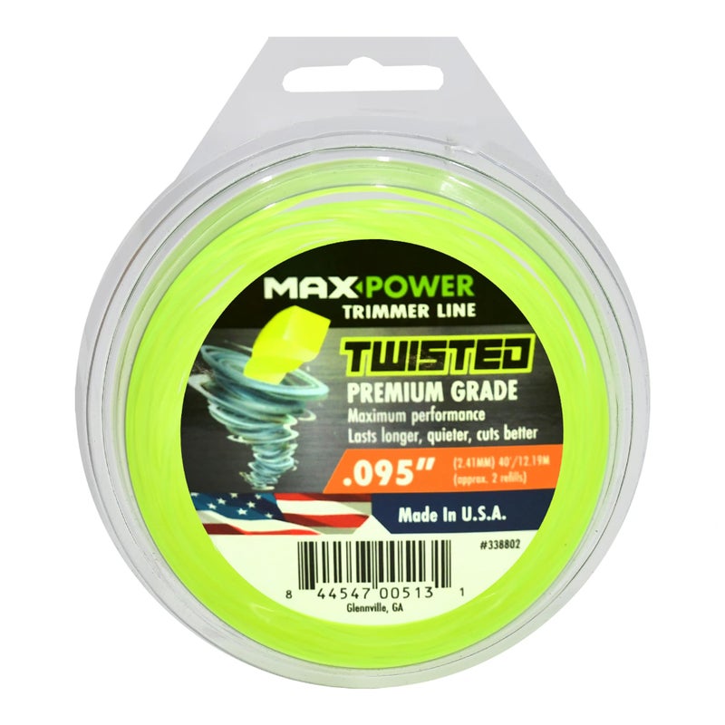 Maxpower MaxPower 338802 Premium Twisted Trimmer Line 095Inch Length x 40Foot Length
