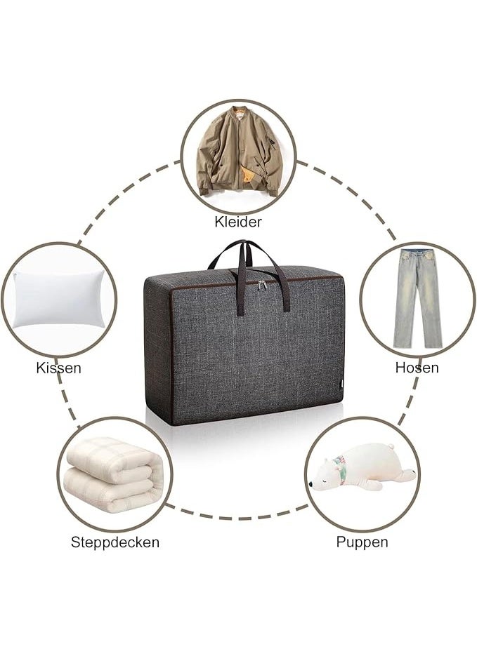 DUNISO 2 Pack Storage Bags, Moving Bags with Strong Zippers & Carrying Handles, Large Heavy Duty Fabric Organizer Bags，Space Saving，Waterproof,for Bedding, Comforters, Quilts, Pillows & Clothes,60*40*25cm - Image 2