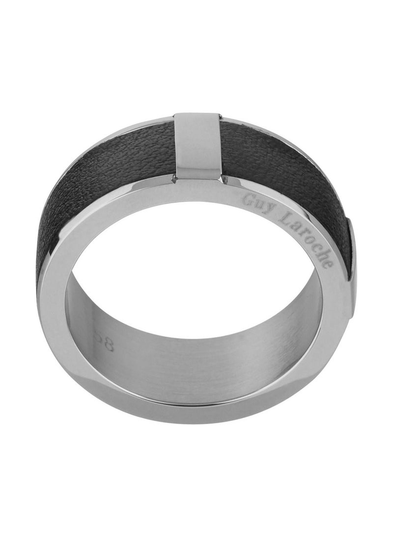غاي لاروش خاتم غي لاروش من الستانلس ستيل والجلد للرجال Sz 58 ، 4TN001ALN-58 - Image 1