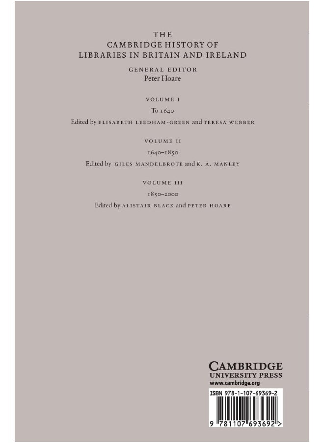The Cambridge History of Libraries in Britain and Ireland  - Image 3