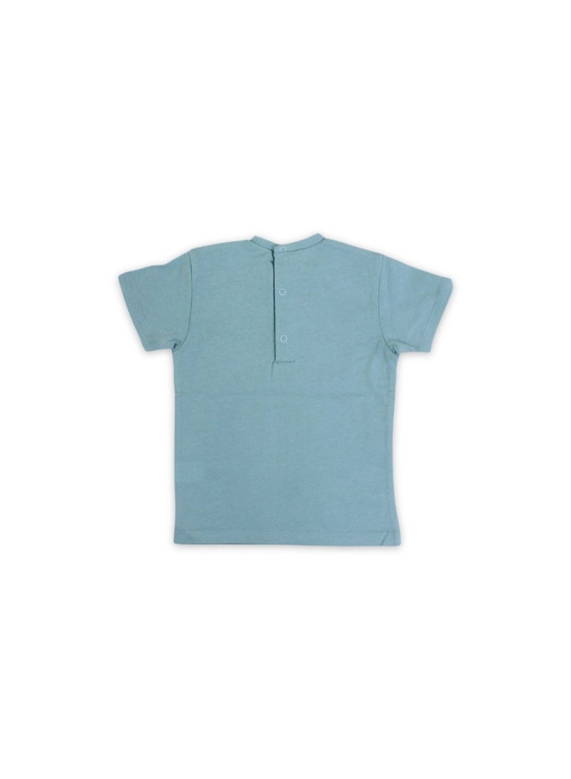 Pompelo Baby Boys Cotton T-Shirt – Mint with Dino Print - Image 2