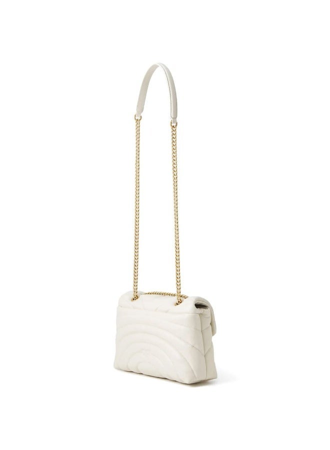 Pinko Women's Leather Shoulder & Crossbody Bag – White with Elegant Flap Design - Image 4