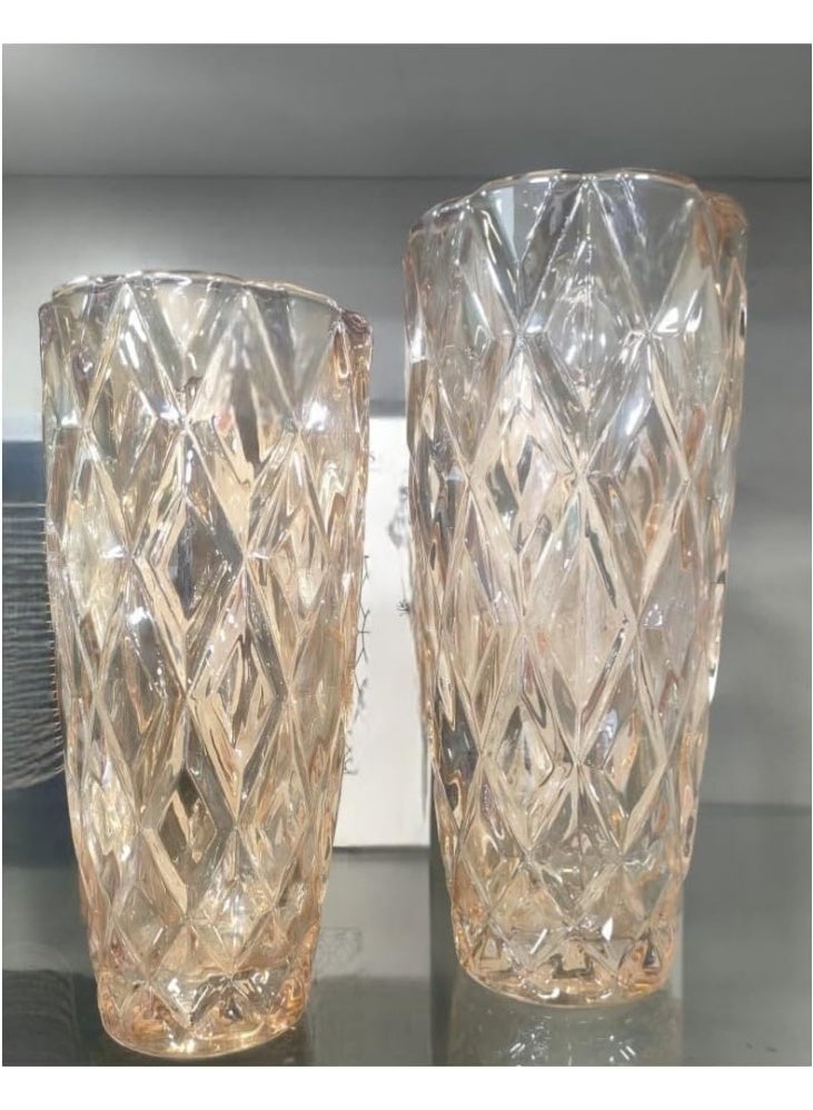 25cm Champagne Diamond Glass Vase, Elegant Classic Design, Iridescent Glitter Surface, Flower Display and Home Decoration - Image 3