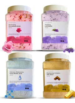 VogueNow VogueNow Premium Jelly Face Mask for Facials  Bulgarian Rose 24K Gold Lavender  Hyaluronic Acid Pack of 4  Hydrating Brightening  Nourishing Jelly Mask  Vajacial  92 Oz Face Mask Skin Care 