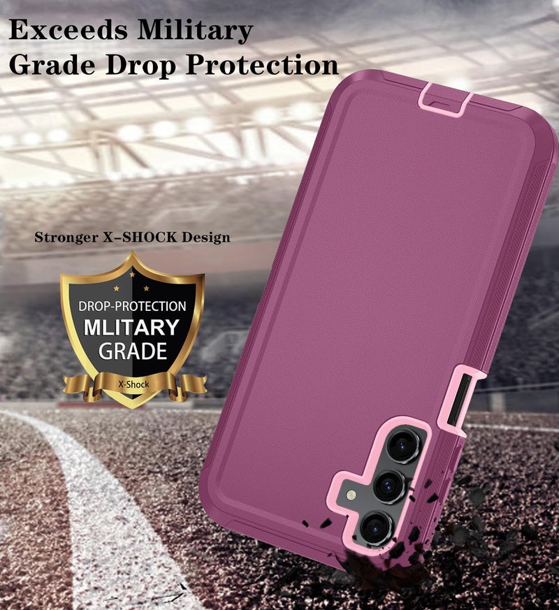 Qinmay Phone Case for Samsung Galaxy A15 5G Case with HD Screen Protector, Heavy Duty Shockproof & Dropproof 3-Layer Cover Phone Case for Galaxy A15,WineRedPink - Image 5