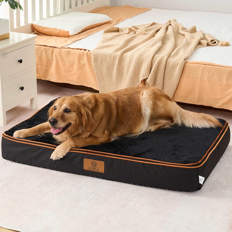 LIORCE Memory Foam Dog Crate Pad - XL Dog Bed Mat for Crate with Removable Washable Cover and Waterproof Lining - Pet Bed Mat for Extra Large Dog - Designed for 42-inch Dog Crates, Black - Image 1