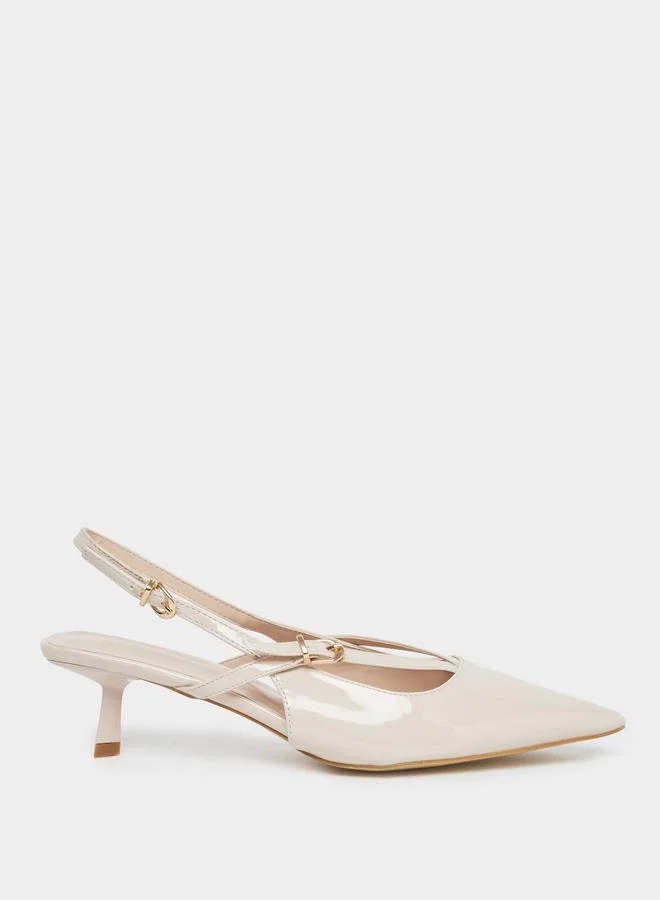 Styli Styli Beige Pointed Toe Slingback Shoes