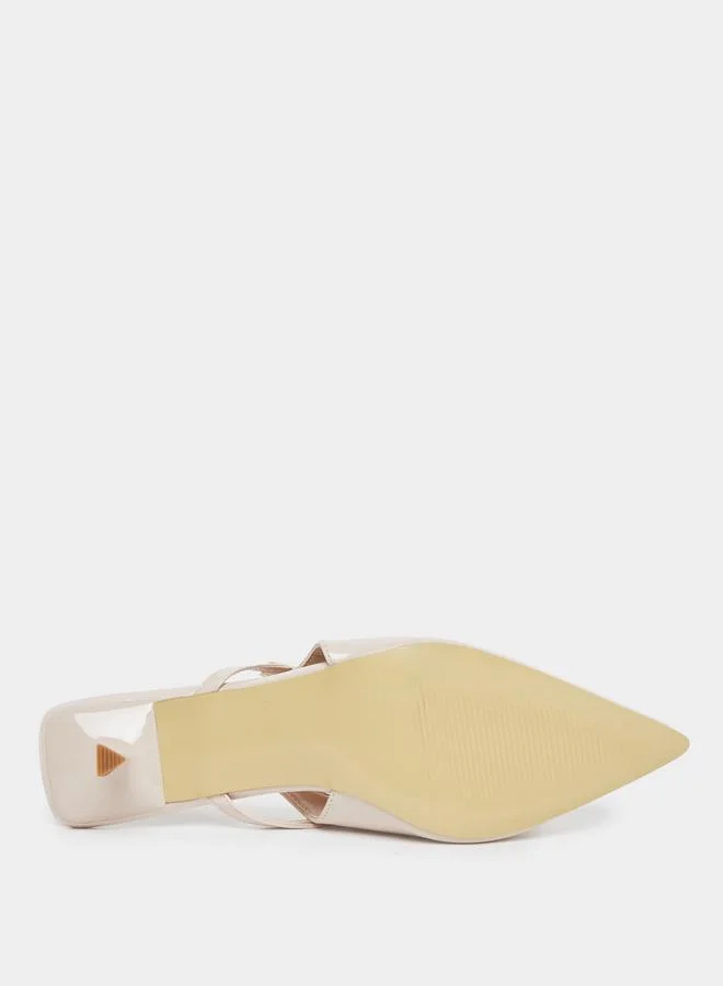 Styli Styli Beige Pointed Toe Slingback Shoes