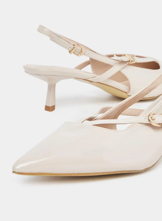 Styli Styli Beige Pointed Toe Slingback Shoes