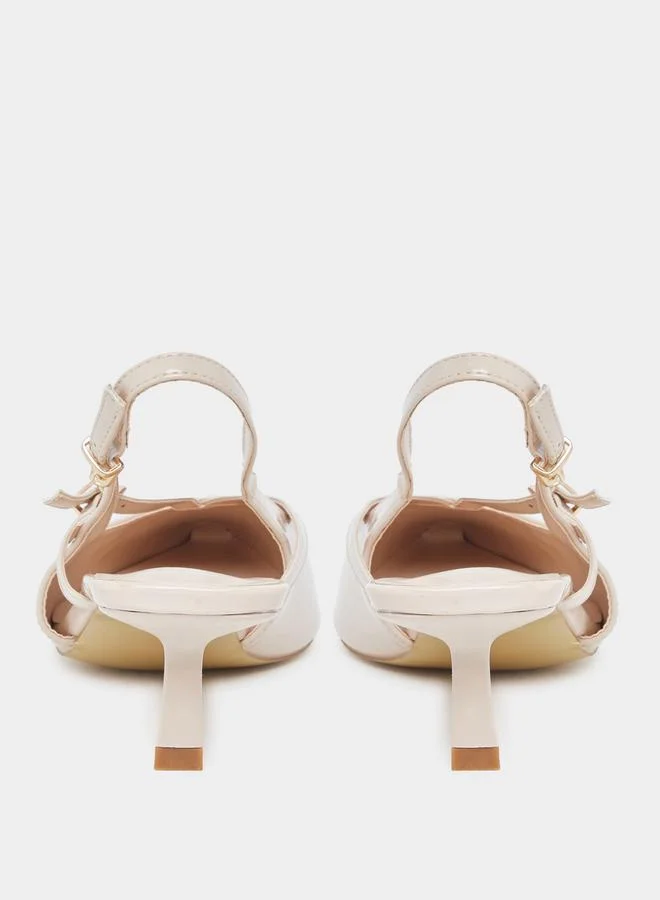 Styli Styli Beige Pointed Toe Slingback Shoes