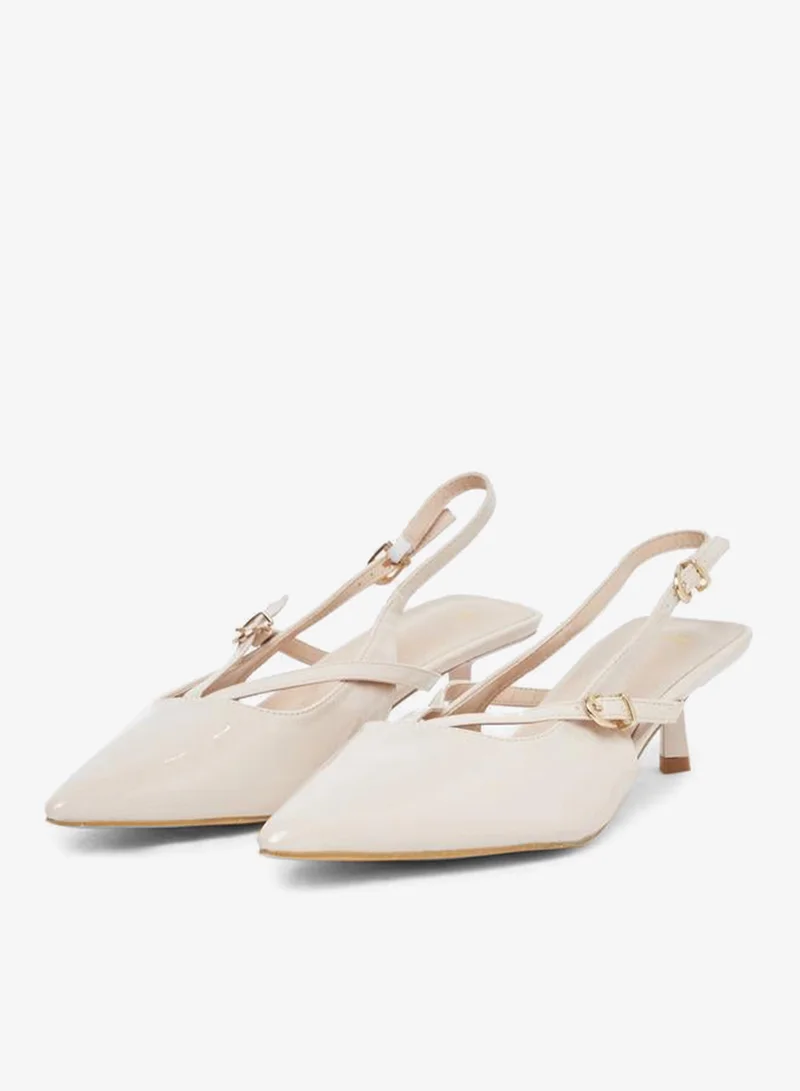 Styli Beige Pointed Toe Slingback Shoes