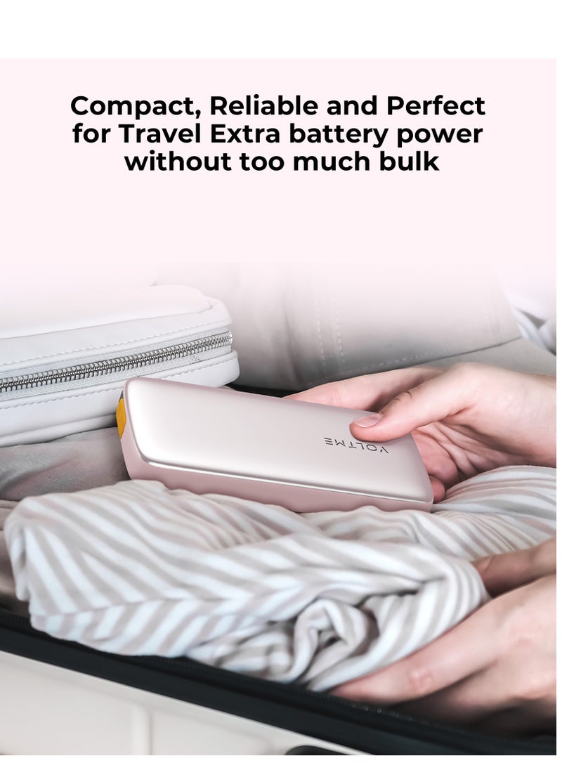 VOLTME - Hypercore Rolls 10K – 10000mAh Power Bank, 30W USB-C Fast Charging, Slim Portable Charger with Built-in Retractable Cable and LED Display – Compatible with iPhone 16/15/14/13/12 Pro Max, Samsung S25/S24/S23/S22 Ultra, iPad Pro, MacBook Air, Pixel, Steam Deck, Nintendo Switch – Travel Safe & Airplane Certified (Champagne Gray) - Image 1