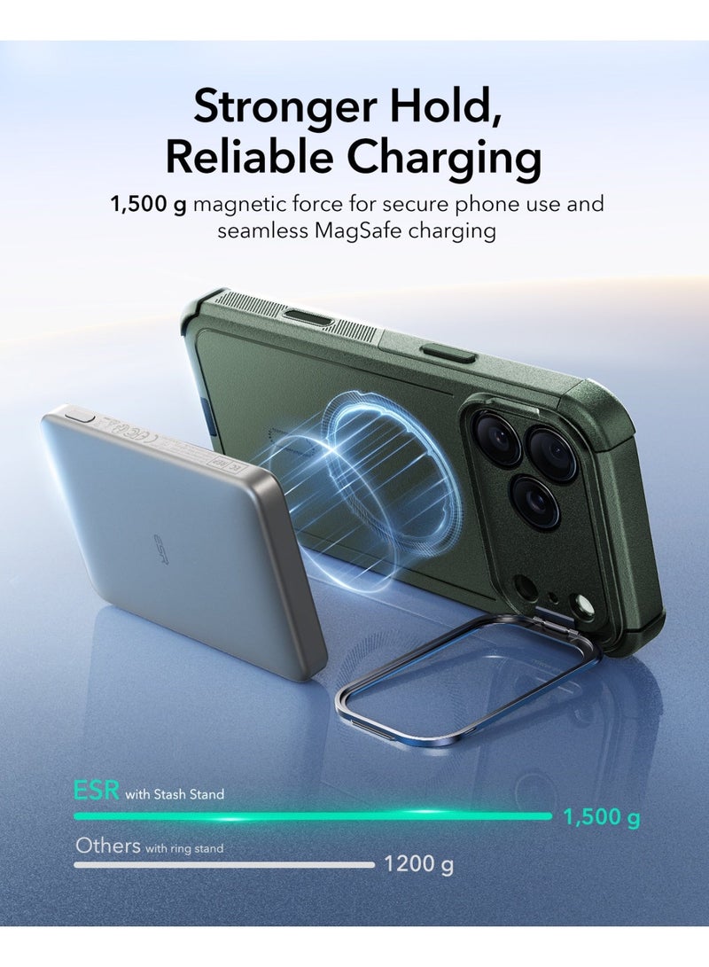 ESR Cyber Tough MagSafe Case with Stash Stand for iPhone 17 Pro, Olive Green Olive Green - Image 2