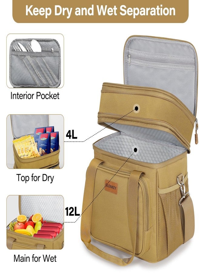 GLENKEY Expandable Large Lunch Box, Insulated Heavy Duty Lunch Bag Waterproof Leakproof Durable Cooler Bag for Men Women Adults Work Construction Camping Trip, 16L, Brown - Image 2