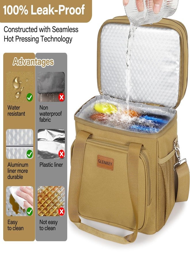 GLENKEY Expandable Large Lunch Box, Insulated Heavy Duty Lunch Bag Waterproof Leakproof Durable Cooler Bag for Men Women Adults Work Construction Camping Trip, 16L, Brown - Image 4