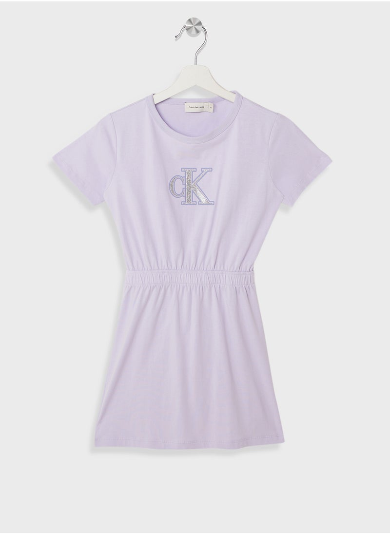 Calvin Klein Jeans - Kids Monologo Metallic T-Shirt Dress - Image 1