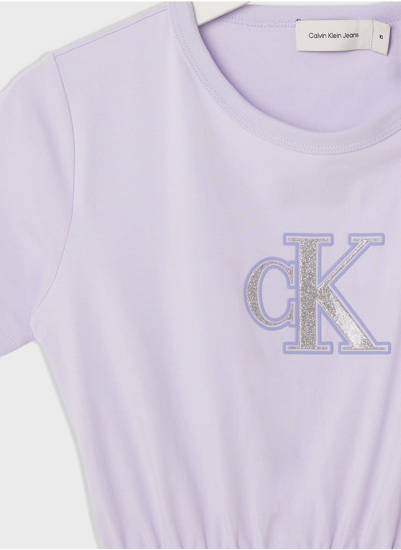 Calvin Klein Jeans - Kids Monologo Metallic T-Shirt Dress - Image 1