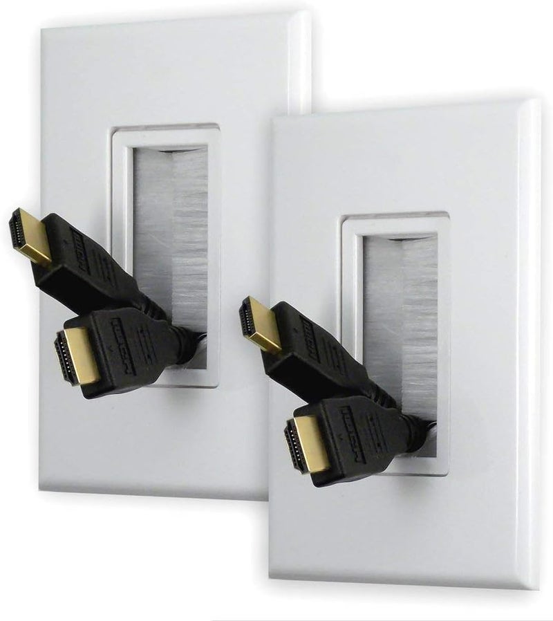 POWERBRIDGE Solutions PB-WPB-2 Cable Management Brush Wall Plate, Decora Style, Cable Pass Through, 2-Pack - Image 1