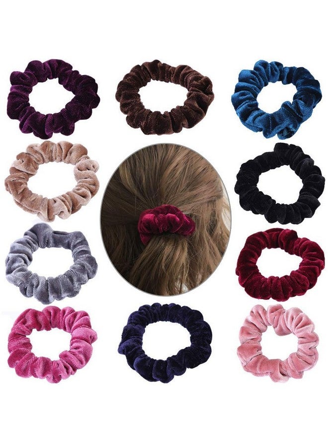 Blubby Velvet Hair Scrunchies - Women's Velvet Hair Ties,Ponytail Holders with Various Designs - Stylish and Comfortable Elastic Hair Bands for Different Dressing Styles, Multicolor, Pack of 6 - Image 3