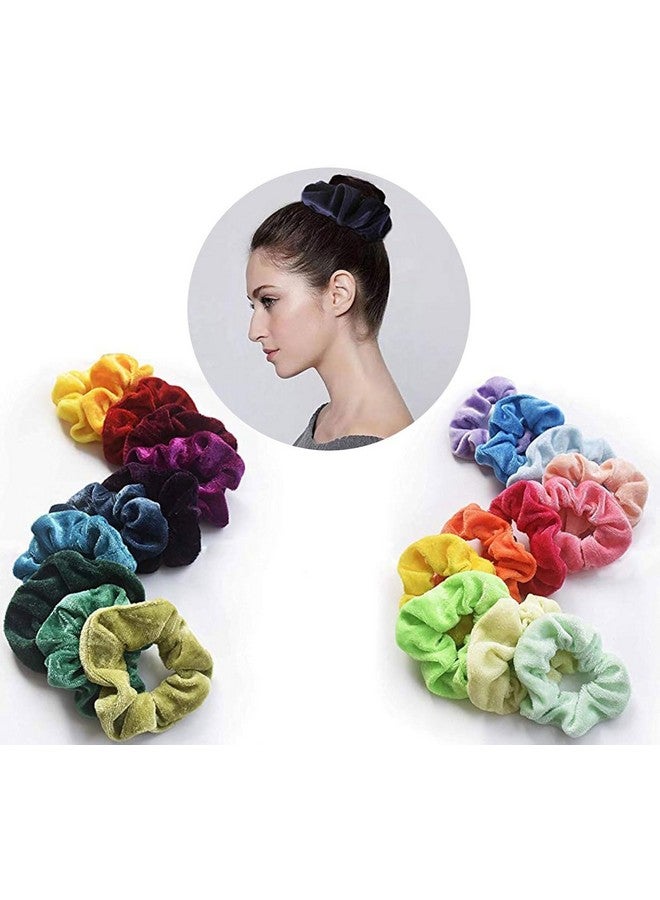Blubby Velvet Hair Scrunchies - Women's Velvet Hair Ties,Ponytail Holders with Various Designs - Stylish and Comfortable Elastic Hair Bands for Different Dressing Styles, Multicolor, Pack of 6 - Image 2