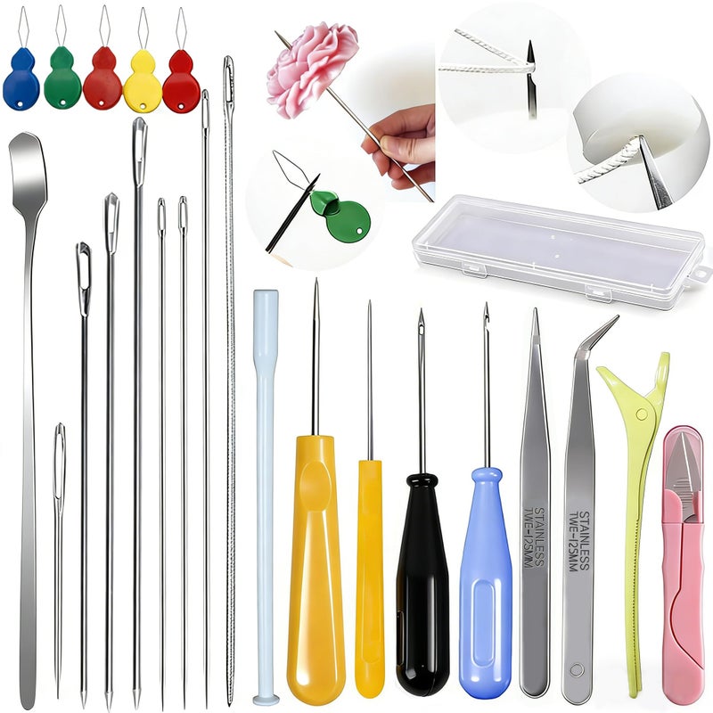 Nimozekd 24PCS Candle Making Supplies with Plastic Storage Box Big Eye Long Wick Needle for Candles &Silicone Mold,Punch Needle with Hook Eye,Candle Tool Kit for Beginner,Wicks Placing Tube,Stirring Spoon - Image 1