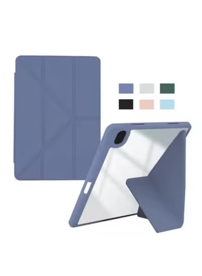 iPad 16" Smart Slim Folio Stand Case with Auto Sleep/Wake Cover, Pencil Slot, Transparent Purple Back Cover - Image 1