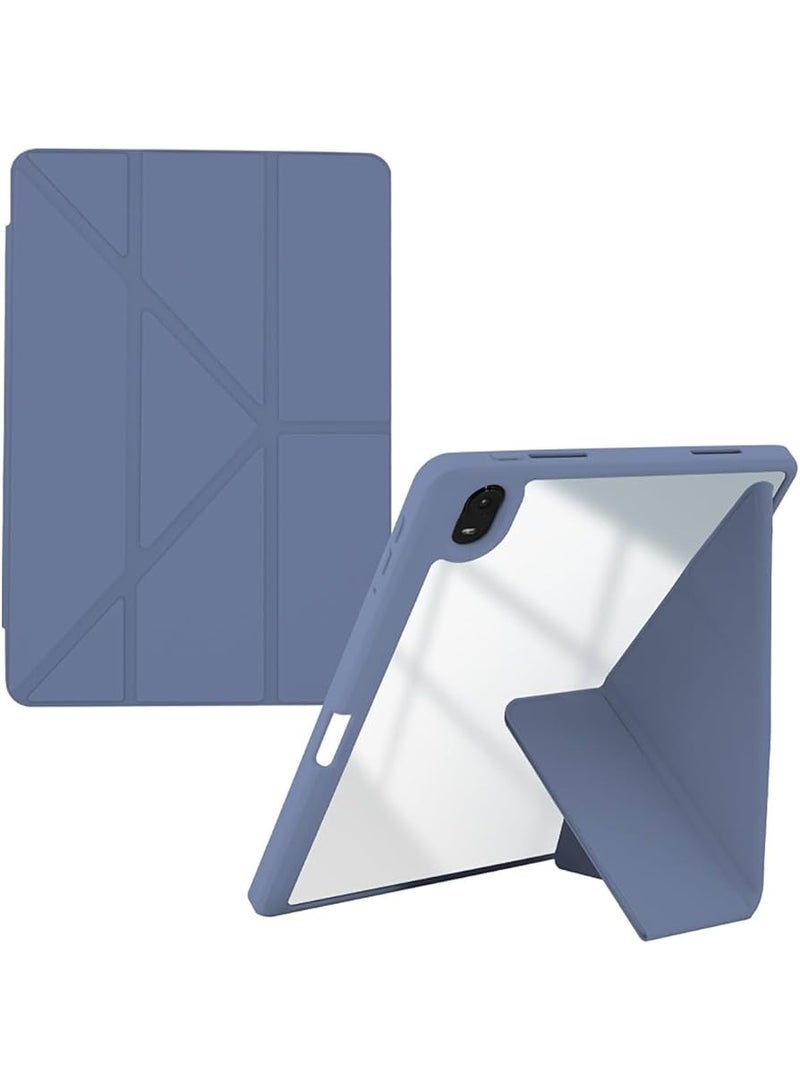 iPad 16" Smart Slim Folio Stand Case with Auto Sleep/Wake Cover, Pencil Slot, Transparent Purple Back Cover - Image 3