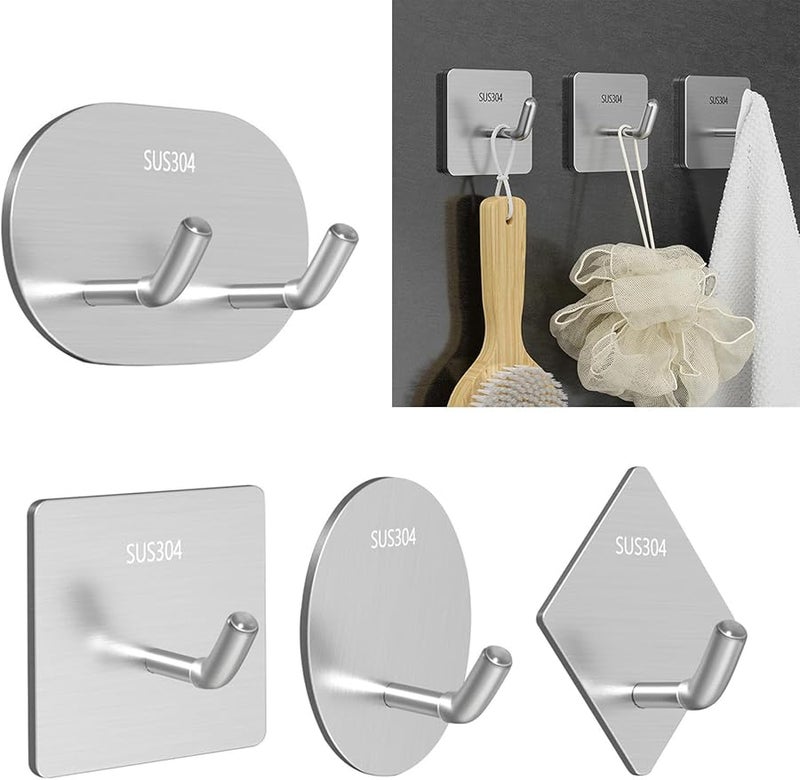 Square Adhesive Hooks Set of 5 No Drilling Required Space Saving Coat Hangers - Image 3