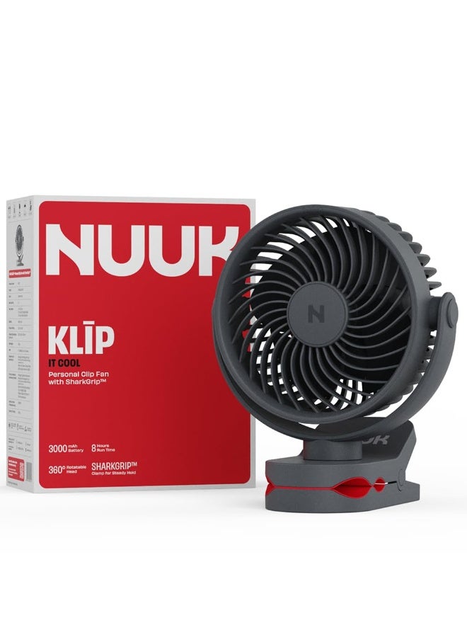 NUUK KLĪP Rechargeable Clip Fan | 3000mAh Battery | Up to 8 hrs Runtime | Super - silent BLDC Motor | 4 Speed Modes | 360° Manual Head Rotation | Strong 0–55mm Clamp | Type-C Charging - Image 1