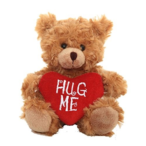 Plushland Brown Teddy Bear wRed Heart Stuffed Animal 6 Cute Love Valentines Day Mothers Day or Christmas Surprise for Boys and Girls Plush Hug Me - Image 1