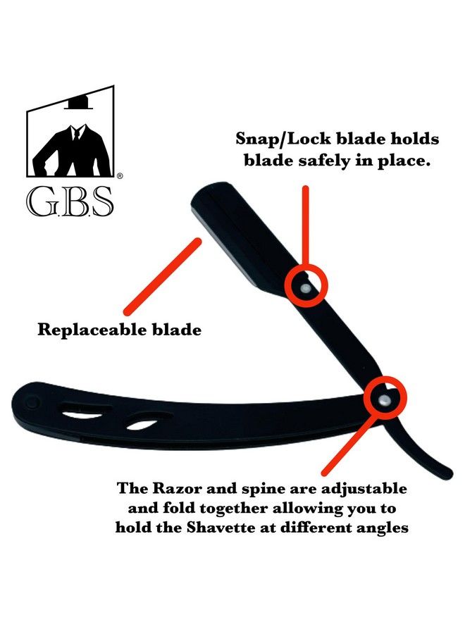G.B.S موس حلاقة للرجال بحافة مستقيمة احترافية مع 20 شفرة ومجموعة حلاقة رطبة مثالية لتشكيل اللحية (أسود) - Image 3