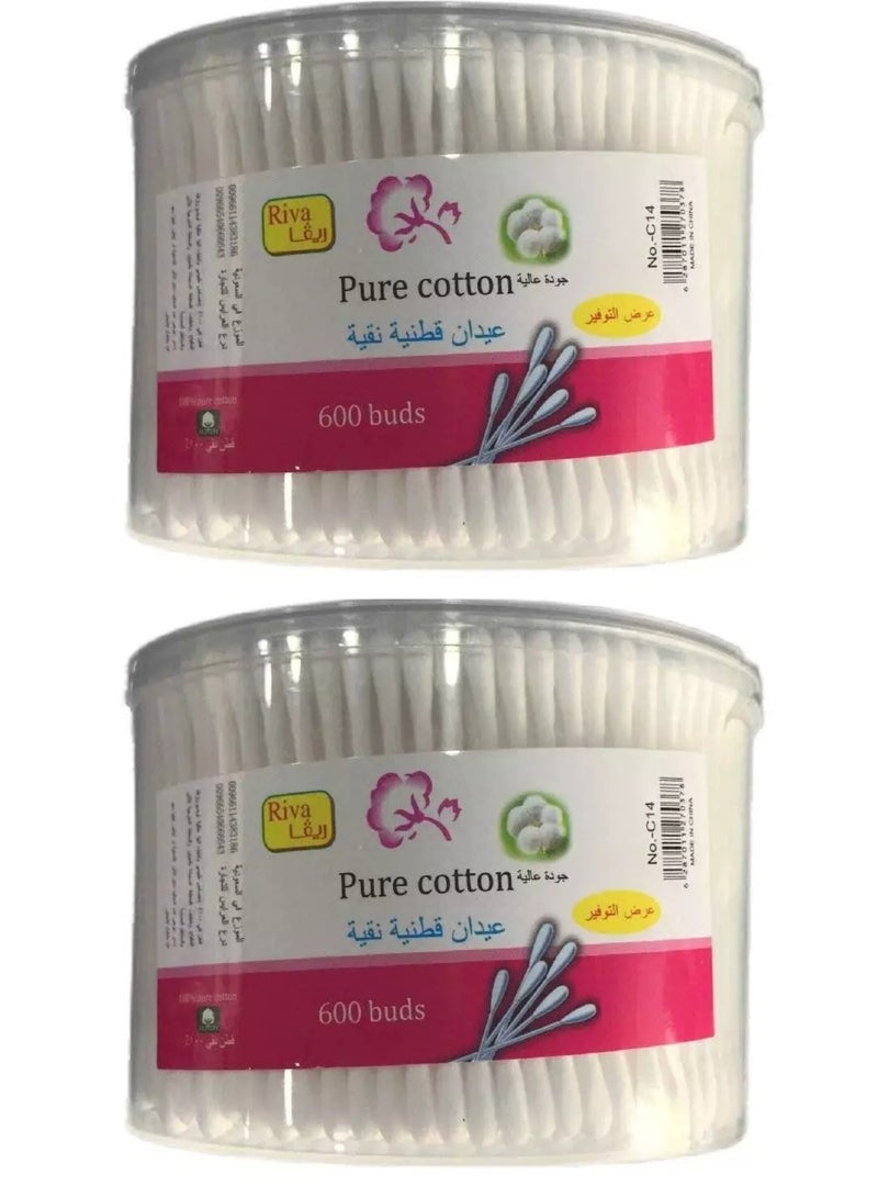 ريفا قطعتين من أعواد قطنية نقية 2*600 قطعة - Image 1