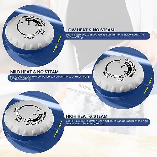 Utopia Home Steam Iron for Clothes - Non-Stick Soleplate - 1200W Clothes Iron - Textile Iron 2.3 meter Long Cord Adjustable Thermostat Control, Overheat Safety Protection & Variable Steam Control Blue - Image 4