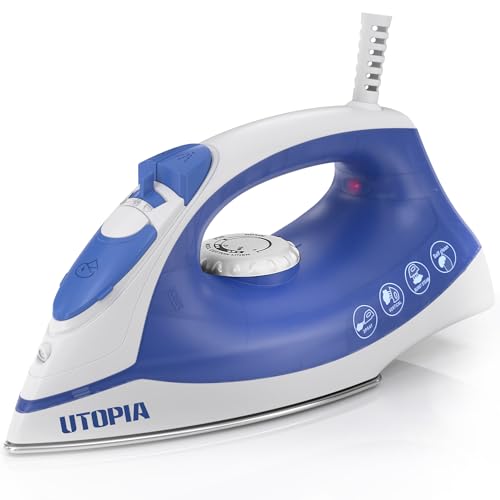 Utopia Home Steam Iron for Clothes - Non-Stick Soleplate - 1200W Clothes Iron - Textile Iron 2.3 meter Long Cord Adjustable Thermostat Control, Overheat Safety Protection & Variable Steam Control Blue - Image 1